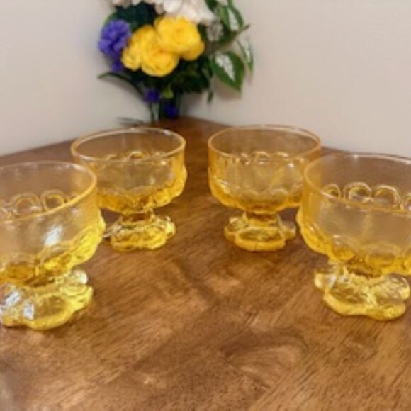 Vintage Tiffin Franciscan Madeira Cornsilk Dessert Glasses Set of 5 Mid-Century - Picture 3 of 6